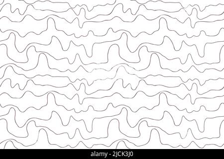 Cardiogram line seamless pattern. Sea waves curved lines, irregular scribbles, ripple, trembling hand. Abstract minimal template cover textile home de Stock Vector