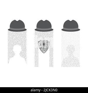 Digital anonymous informatiom silhouettes Stock Vector