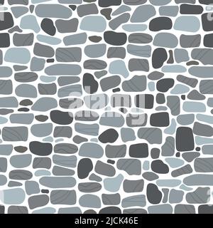 Pebble seamless pattern. Cartoon cobblestone paving texture. Smooth ...