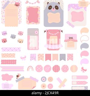 Diary stickers. School agenda or business planner notes mont