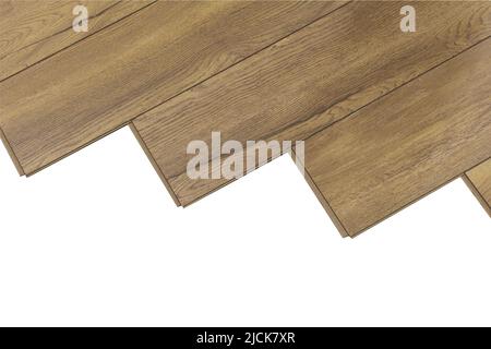 Laminate or parquet boards isolated. Wood floor with texture and wood pattern on a white background. . High quality photo Stock Photo