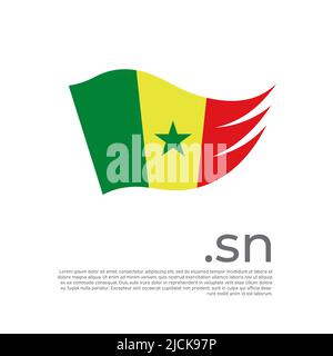 Senegal flag. Vector stylized design senegalese national poster on a white background. Flag painted with abstract brush strokes with sn domain, place Stock Vector