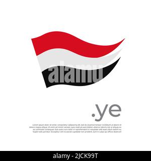 Yemen flag. Vector stylized design yemeni national poster on a white background. Flag painted with abstract brush strokes with ye domain, place Stock Vector