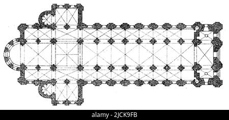 St-Étienne de Caen, France, floor plan, ,  (picture book, ), St-Étienne de Caen, Frankreich, Grundriss, église Saint-Étienne de Caen, France, Plan d'ensemble Stock Photo