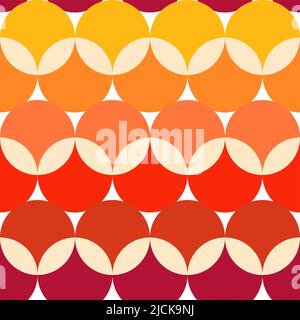 Retro mid-century vector seamless geometric pattern - 60's and 70's funky style textile, fabric print design in yellow, orange and red Stock Vector