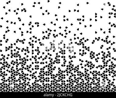 Geometric pattern of black figures whith rounded corners on a white background.Seamless in one direction.Option with a average fade out. Stock Vector