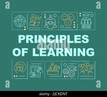 Principles of learning word concepts dark green banner Stock Vector