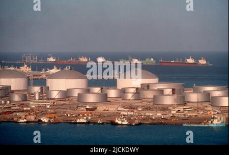 Ras Tanura Saudi Arabia Terminal - Aramco Tank Farm & Loading Facilities Stock Photo