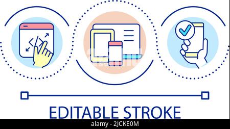 Mobile version of website loop concept icon Stock Vector