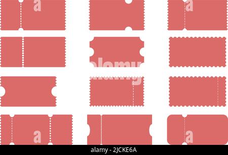 blank tickets or coupons, coupon templates with copy space isolated on white background, vector illustration Stock Vector