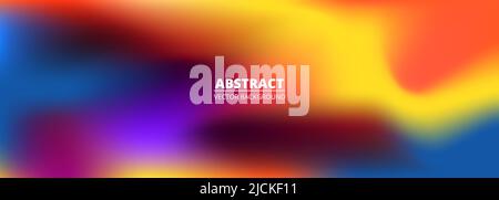 Abstract colorful liquid background. Bright blurred multicolor holographic creative banner design. Futuristic colorful wide abstract banner concept Stock Vector