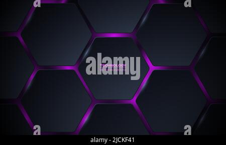 Dark gray and violet hexagonal technology abstract vector background ...