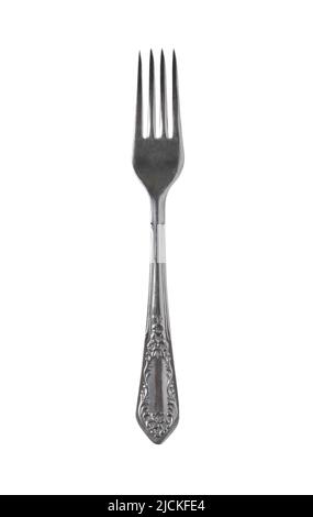 Closeup metal fork isolated on white background Stock Photo