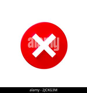 cross symbol with white background checkmark button, mobile app icon. 3d render illustration Stock Photo
