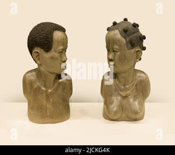 Beijing central gifts cultural relics management center - 2007 woodcarving busts - Chad Stock Photo