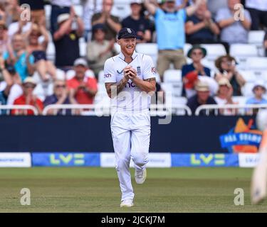 England's Ben Stokes shares a joke with New Zealand's Trent Boult during  day three of the First LV= Insurance Test Series at Lord's Cricket Ground,  London. Picture date: Saturday June 4, 2022