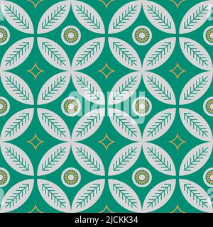 Set of patterned azulejo floor tiles. Abstract geometric background. Vector illustration, seamless mediterranean pattern. Turkish, Portuguese floor ti Stock Photo