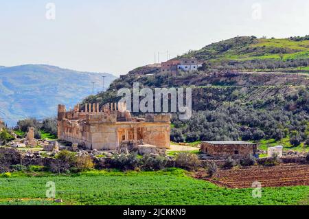 Qasr al-Abd, also known as Qasr Iraq al-Amir, is a large Hellenistic palace from approximately 200 BC situated near the Amman Stock Photo