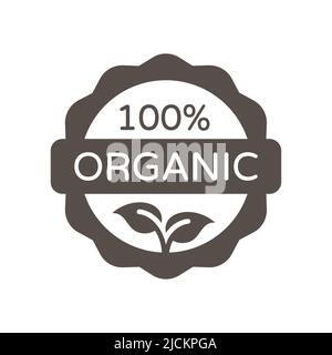 100% Organic black vector label. Product stamp, sticker or badge. Stock Vector