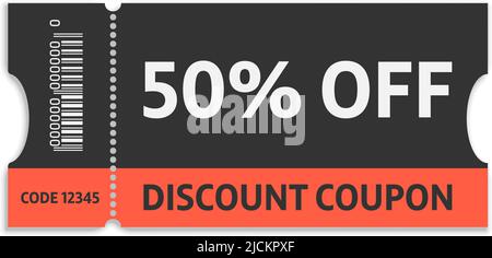 Coupon mockup with 50 percent off. Discount voucher, gift coupon ...