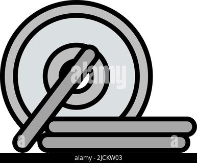 Icon Of Barbell Disks. Editable Bold Outline With Color Fill Design. Vector Illustration. Stock Vector