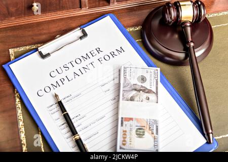 Complaint Form Customer Response Concept. focus on the main text. Stock Photo
