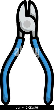 Icon Of Side Cutters. Editable Bold Outline With Color Fill Design. Vector Illustration. Stock Vector