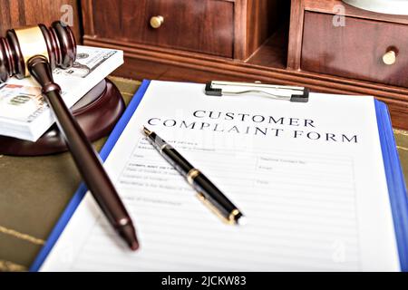 Complaint Form Customer Response Concept. focus on the main text. Stock Photo