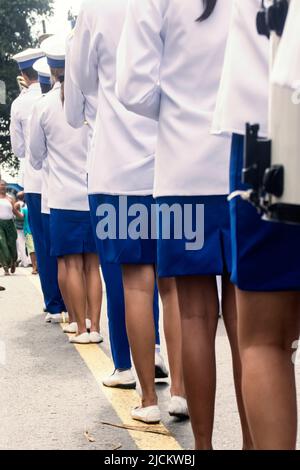 Salvador, Bahia, Brazil - July 02, 2015: People are seen during the Bahia independence parade in Lapinha neighborhood in Salvador. Stock Photo