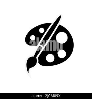 paint icon, silhouette vector, Flat black Palette icon Stock Vector