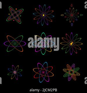 Collection of global science future connection glowing abstract background vector illustration