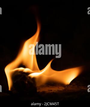 Fire flames abstract on black background, fire art Stock Photo