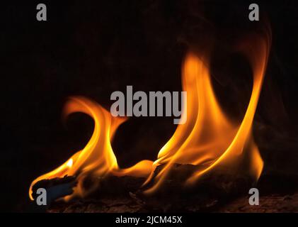 Fire flames abstract on black background, fire art Stock Photo