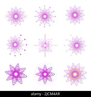 Collection of star flower burst snowflake decoration abstract background wallpaper template vector illustration Stock Vector