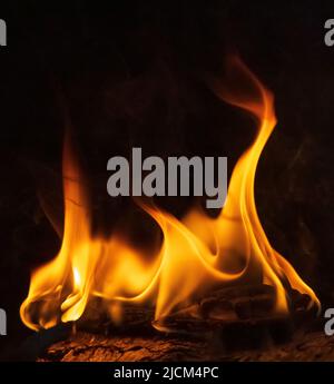 Fire flames abstract on black background, fire art Stock Photo