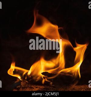 Fire flames abstract on black background, fire art Stock Photo