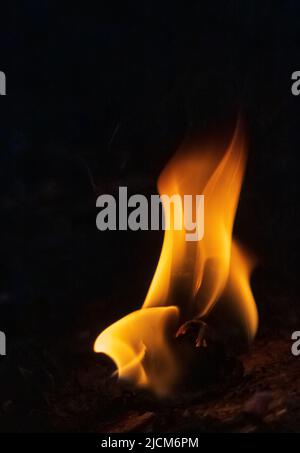 Fire flames abstract on black background, fire art Stock Photo