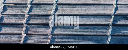BANNER Old woven bamboo rug, rough texture dirty, fragment banner. Diagonal horizontal vertical lines, contrast shadow. Copy space for text. Abstract Stock Photo