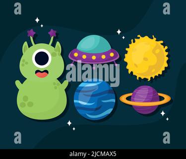 five space icons Stock Vector