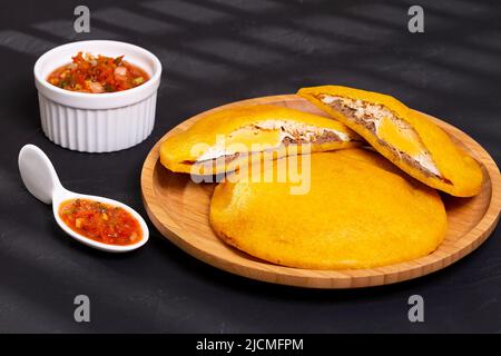 Fried Egg Arepa - Typical Food Of The Caribbean Region Of Colombia Stock Photo