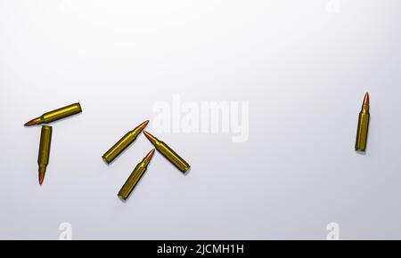 3d render of flying or dropping rifle bullets for gun violence or control concepts. Stock Photo