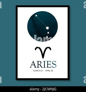 Aries Zodiac. Aries Zodiac Icon. Aries constellation astrology vector illustration. Astrology Illustration Stock Vector