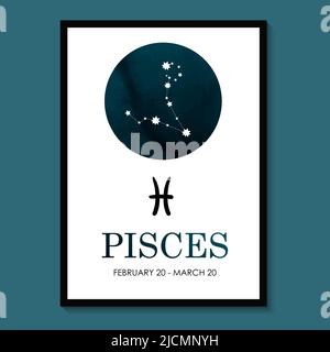 Pisces Zodiac. Pisces Zodiac Icon. Pisces constellation astrology vector illustration. Astrology Illustration Stock Vector