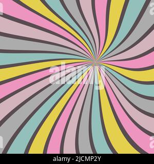 Sunburst vector background abstract summer retro pattern curved stripes spiral twirl for fabric, texture, textile and wallpaper illustration for digit Stock Vector