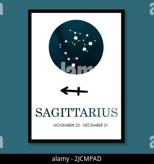 Sagittarius Zodiac. Sagittarius Zodiac Icon. Sagittarius constellation astrology vector illustration. Astrology Illustration Stock Vector
