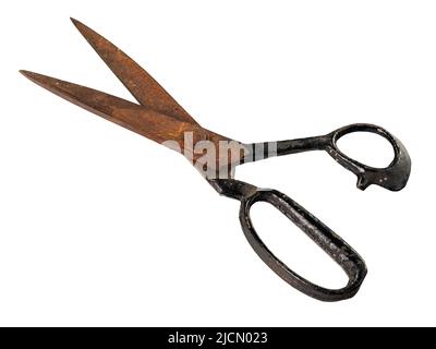 Old rusty scissors isolated on white background Stock Photo