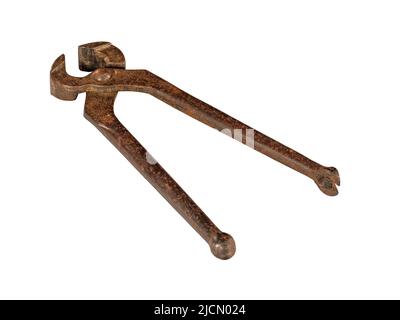 Old rusty cutting pliers isolated on white background Stock Photo