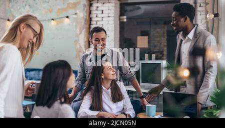 Businesspeople having informal meeting in a restaurant. Stock Photo