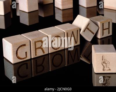 GROWTH word is written on wooden blocks as investment concept Stock Photo