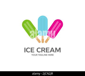 Collection of 3 vector ice-cream  logo design. Tasty ice cream dessert vector design and illustration. Stock Vector